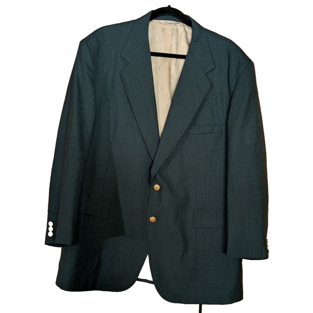 VTG Stafford Dk Green Sport Coat 48R 2-Button Single Vent Wool/Poly Corpcore USA